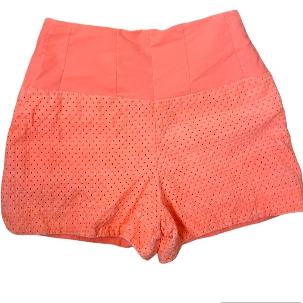 Anthropologie Cartonnier Eyelet Neon Orange High Waisted Spring Summer Shorts